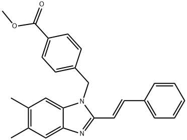 METHYL 4-[(5,6-DIMETHYL-2-STYRYL-1H-1,3-BENZIMIDAZOL-1-YL)METHYL]BENZENECARBOXYLATE 结构式