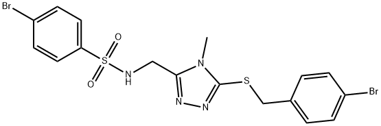 4-BROMO-N-((5-[(4-BROMOBENZYL)SULFANYL]-4-METHYL-4H-1,2,4-TRIAZOL-3-YL)METHYL)BENZENESULFONAMIDE 结构式
