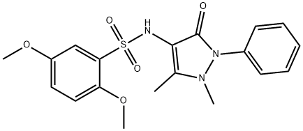 4-(((2,5-DIMETHOXYPHENYL)SULFONYL)AMINO)-2,3-DIMETHYL-1-PHENYL-3-PYRAZOLIN-5-ONE 结构式