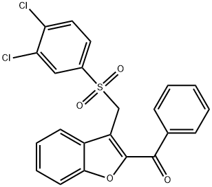 (3-([(3,4-DICHLOROPHENYL)SULFONYL]METHYL)-1-BENZOFURAN-2-YL)(PHENYL)METHANONE 结构式