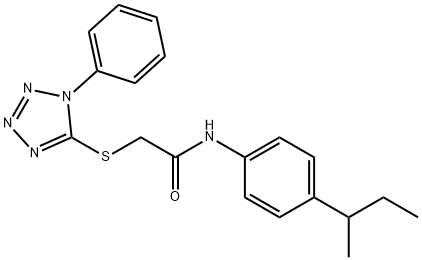 N-[4-(SEC-BUTYL)PHENYL]-2-[(1-PHENYL-1H-1,2,3,4-TETRAAZOL-5-YL)SULFANYL]ACETAMIDE 结构式