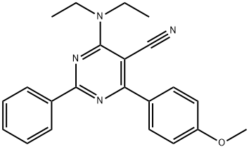 4-(DIETHYLAMINO)-6-(4-METHOXYPHENYL)-2-PHENYL-5-PYRIMIDINECARBONITRILE 结构式