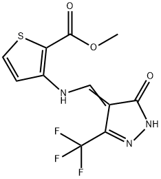 METHYL 3-(([5-OXO-3-(TRIFLUOROMETHYL)-1,5-DIHYDRO-4H-PYRAZOL-4-YLIDEN]METHYL)AMINO)-2-THIOPHENECARBOXYLATE 结构式