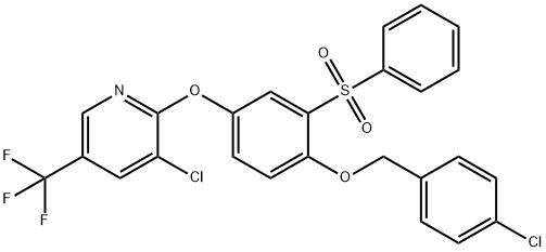 2-[(4-CHLOROBENZYL)OXY]-5-([3-CHLORO-5-(TRIFLUOROMETHYL)-2-PYRIDINYL]OXY)PHENYL PHENYL SULFONE 结构式