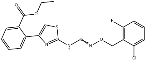 ETHYL 2-(2-[(([(2-CHLORO-6-FLUOROBENZYL)OXY]IMINO)METHYL)AMINO]-1,3-THIAZOL-4-YL)BENZENECARBOXYLATE 结构式
