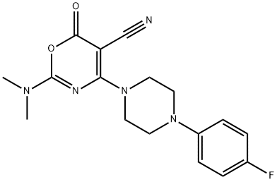 2-(DIMETHYLAMINO)-4-[4-(4-FLUOROPHENYL)PIPERAZINO]-6-OXO-6H-1,3-OXAZINE-5-CARBONITRILE 结构式
