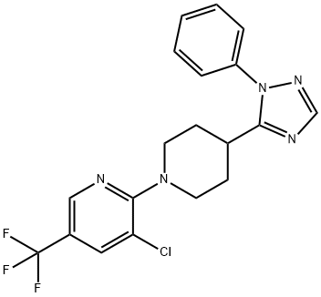 3-CHLORO-2-[4-(1-PHENYL-1H-1,2,4-TRIAZOL-5-YL)PIPERIDINO]-5-(TRIFLUOROMETHYL)PYRIDINE 结构式