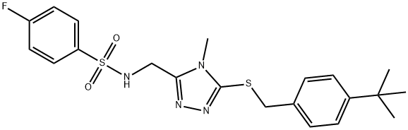 N-[(5-([4-(TERT-BUTYL)BENZYL]SULFANYL)-4-METHYL-4H-1,2,4-TRIAZOL-3-YL)METHYL]-4-FLUOROBENZENESULFONAMIDE 结构式