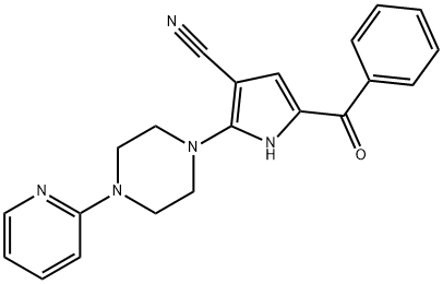 5-苯甲酰基-2-(4-(吡啶-2-基)哌嗪-1-基)-1H-吡咯-3-腈 结构式