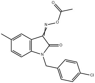 3-[(ACETYLOXY)IMINO]-1-(4-CHLOROBENZYL)-5-METHYL-1,3-DIHYDRO-2H-INDOL-2-ONE 结构式