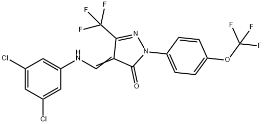4-[(3,5-Dichloroanilino)methylene]-2-[4-(trifluoromethoxy)phenyl]-5-(trifluoromethyl)-2,4-dihydro-3H-pyrazol-3-one 结构式