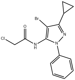 N-(4-溴-3-环丙基-1-苯基-1H-吡唑-5-基)-2-氯乙酰胺 结构式
