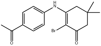 3-((4-ACETYLPHENYL)AMINO)-2-BROMO-5,5-DIMETHYLCYCLOHEX-2-EN-1-ONE 结构式