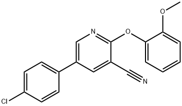 5-(4-CHLOROPHENYL)-2-(2-METHOXYPHENOXY)NICOTINONITRILE 结构式