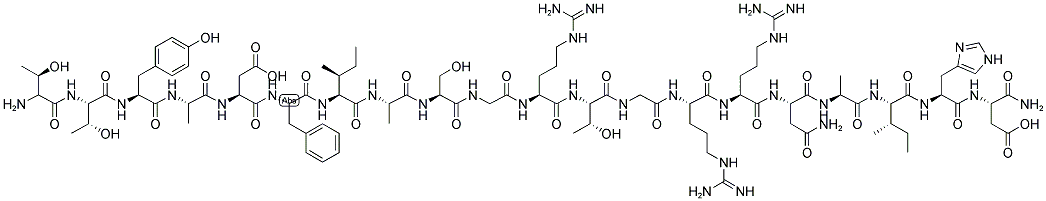 GLY-ARG-THR-GLY-ARG-ARG-ASN-ALA-ILE-HIS-ASP-NH2: GRTGRRNAIHD-NH2 结构式