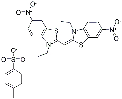 3-ETHYL-2-((3-ETHYL-6-NITRO-2(3H)-BENZOTHIAZOLIDENE)METHYL)-6-NITRO-BENZOTHIAZOLIUM 4-TOLUNESULFONATE 结构式