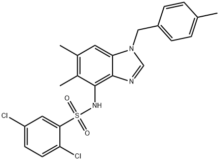 2,5-DICHLORO-N-[5,6-DIMETHYL-1-(4-METHYLBENZYL)-1H-1,3-BENZIMIDAZOL-4-YL]BENZENESULFONAMIDE 结构式