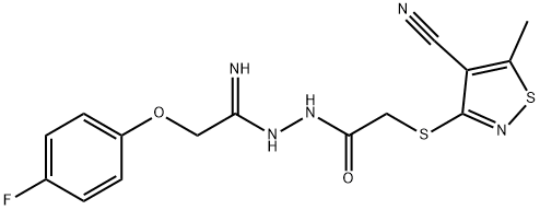 2-[(4-CYANO-5-METHYL-3-ISOTHIAZOLYL)SULFANYL]-N'-[2-(4-FLUOROPHENOXY)ETHANIMIDOYL]ACETOHYDRAZIDE 结构式