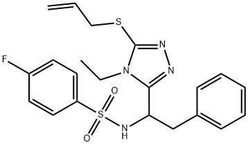 N-(1-[5-(ALLYLSULFANYL)-4-ETHYL-4H-1,2,4-TRIAZOL-3-YL]-2-PHENYLETHYL)-4-FLUOROBENZENESULFONAMIDE 结构式