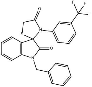 1-BENZYL-3'-(3-TRIFLUOROMETHYLPHENYL)SPIRO(2,3-DIHYDRO-1H-INDOLE-3,2'-THIAZOLIDINE)-2,4'-DIONE 结构式