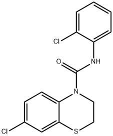 7-CHLORO-N-(2-CHLOROPHENYL)-2,3-DIHYDRO-4H-1,4-BENZOTHIAZINE-4-CARBOXAMIDE 结构式