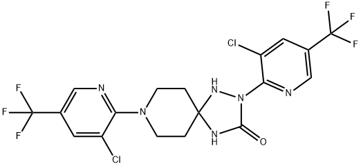2,8-Bis[3-chloro-5-(trifluoromethyl)-2-pyridinyl]-1,2,4,8-tetraazaspiro[4.5]decan-3-one 结构式
