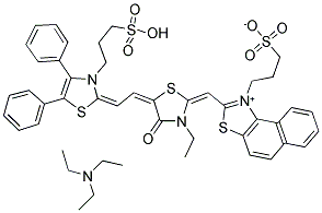 2-([3-Ethyl-5-[2-(3-(-sulfopropyl)-4,5-diphenyl-2-thiazolinylidene) V ethylidene]-4-oxo-2-thiazolidinylidene] methyl)-3-(3-sulfopropyl)-naphthiazolium hydroxide, inner salt 结构式