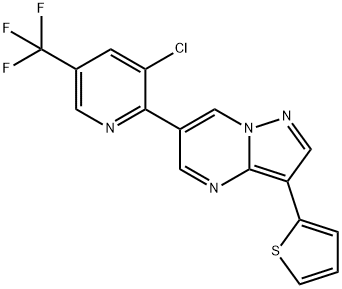 6-[3-CHLORO-5-(TRIFLUOROMETHYL)-2-PYRIDINYL]-3-(2-THIENYL)PYRAZOLO[1,5-A]PYRIMIDINE 结构式