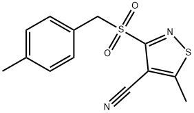 5-甲基-3-((4-甲基苄基)磺酰基)异噻唑-4-甲腈 结构式