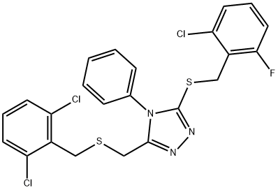 2-CHLORO-6-FLUOROBENZYL 5-([(2,6-DICHLOROBENZYL)SULFANYL]METHYL)-4-PHENYL-4H-1,2,4-TRIAZOL-3-YL SULFIDE 结构式