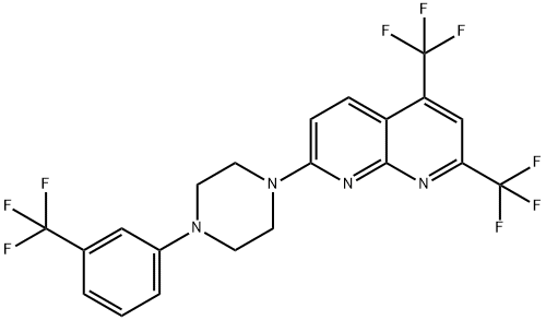 2,4-BIS(TRIFLUOROMETHYL)-7-(4-[3-(TRIFLUOROMETHYL)PHENYL]PIPERAZINO)[1,8]NAPHTHYRIDINE 结构式