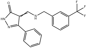 5-PHENYL-4-(([3-(TRIFLUOROMETHYL)BENZYL]AMINO)METHYLENE)-2,4-DIHYDRO-3H-PYRAZOL-3-ONE 结构式