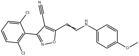 3-(2,6-DICHLOROPHENYL)-5-[2-(4-METHOXYANILINO)VINYL]-4-ISOXAZOLECARBONITRILE 结构式