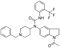 N-(1-ACETYL-2,3-DIHYDRO-(1H)-INDOL-5-YL)-N-(1-BENZYLPIPERIDIN-4-YL)-N'-[2-(TRIFLUOROMETHYL)PHENYL]UREA 结构式