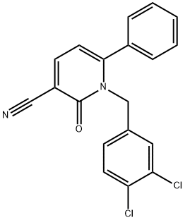1-(3,4-DICHLOROBENZYL)-2-OXO-6-PHENYL-1,2-DIHYDRO-3-PYRIDINECARBONITRILE 结构式