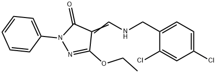 4-([(2,4-DICHLOROBENZYL)AMINO]METHYLENE)-5-ETHOXY-2-PHENYL-2,4-DIHYDRO-3H-PYRAZOL-3-ONE 结构式