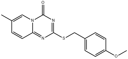 2-[(4-Methoxybenzyl)sulfanyl]-7-methyl-4H-pyrido[1,2-a][1,3,5]triazin-4-one 结构式