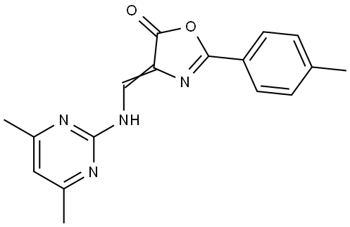 4-([(4,6-Dimethyl-2-pyrimidinyl)amino]methylene)-2-(4-methylphenyl)-1,3-oxazol-5(4H)-one 结构式