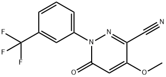 4-Methoxy-6-oxo-1-[3-(trifluoromethyl)phenyl]-1,6-dihydro-3-pyridazinecarbonitrile 结构式