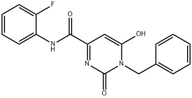 1-BENZYL-N-(2-FLUOROPHENYL)-6-HYDROXY-2-OXO-1,2-DIHYDRO-4-PYRIMIDINECARBOXAMIDE 结构式