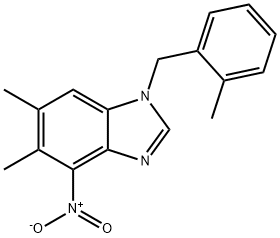 5,6-DIMETHYL-1-(2-METHYLBENZYL)-4-NITRO-1H-1,3-BENZIMIDAZOLE 结构式