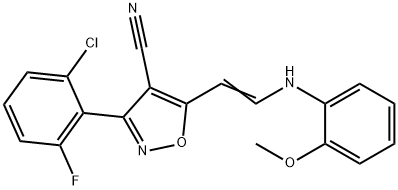 3-(2-CHLORO-6-FLUOROPHENYL)-5-[2-(2-METHOXYANILINO)VINYL]-4-ISOXAZOLECARBONITRILE 结构式