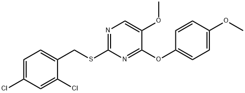 2-[(2,4-DICHLOROBENZYL)SULFANYL]-4-(4-METHOXYPHENOXY)-5-PYRIMIDINYL METHYL ETHER 结构式