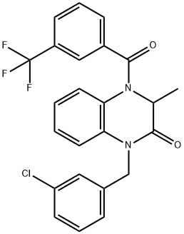 1-(3-CHLOROBENZYL)-3-METHYL-4-[3-(TRIFLUOROMETHYL)BENZOYL]-3,4-DIHYDRO-2(1H)-QUINOXALINONE 结构式