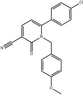 6-(4-CHLOROPHENYL)-1-(4-METHOXYBENZYL)-2-OXO-1,2-DIHYDRO-3-PYRIDINECARBONITRILE 结构式