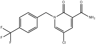 5-CHLORO-2-OXO-1-[4-(TRIFLUOROMETHYL)BENZYL]-1,2-DIHYDRO-3-PYRIDINECARBOXAMIDE 结构式