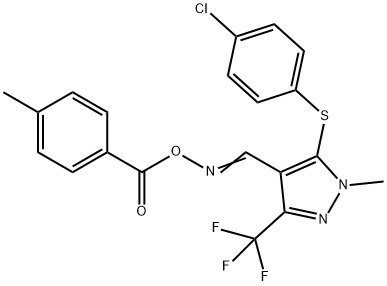 5-[(4-CHLOROPHENYL)SULFANYL]-1-METHYL-4-(([(4-METHYLBENZOYL)OXY]IMINO)METHYL)-3-(TRIFLUOROMETHYL)-1H-PYRAZOLE 结构式