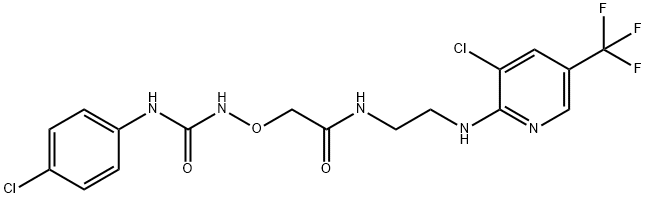 2-(([(4-CHLOROANILINO)CARBONYL]AMINO)OXY)-N-(2-([3-CHLORO-5-(TRIFLUOROMETHYL)-2-PYRIDINYL]AMINO)ETHYL)ACETAMIDE 结构式