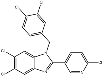 5,6-Dichloro-2-(6-chloro-3-pyridinyl)-1-(3,4-dichlorobenzyl)-1H-1,3-benzimidazole 结构式