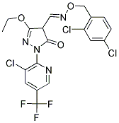 1-[3-CHLORO-5-(TRIFLUOROMETHYL)-2-PYRIDINYL]-3-ETHOXY-5-OXO-4,5-DIHYDRO-1H-PYRAZOLE-4-CARBALDEHYDE O-(2,4-DICHLOROBENZYL)OXIME 结构式